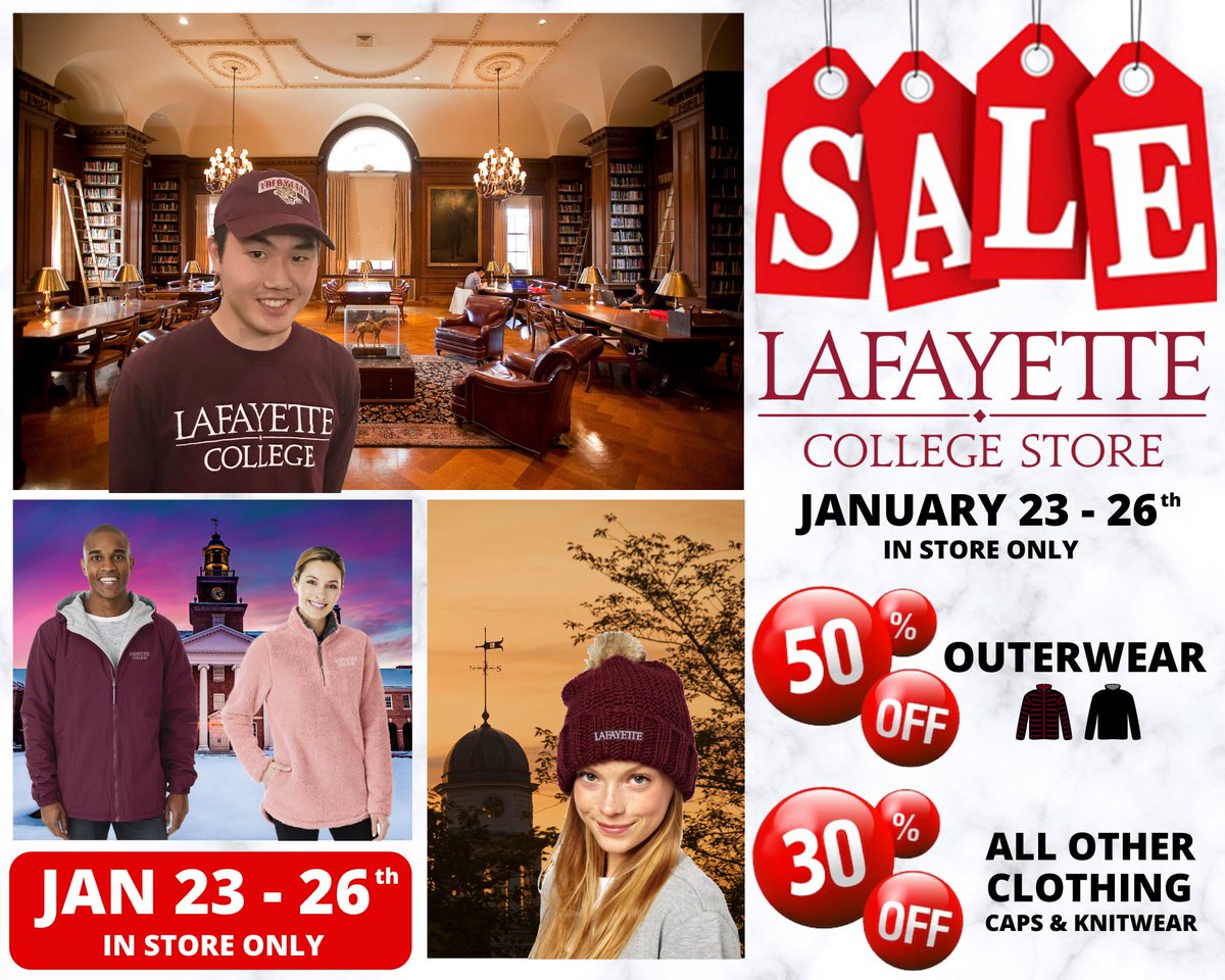 LafColStore's tweet image. In Store today through Sunday 26th: 
50% Off Outerwear
30% Off Clothing, Caps &amp;amp; Knitwear
Only @LafCol