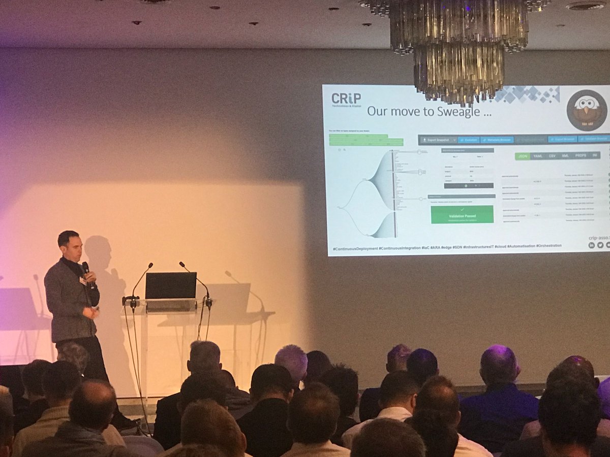SweagleConfig's tweet photo. Delighted to be part of the @CRiP_asso event on #infrastructure and #automation this morning. What a packed audience for the @Swisscom_de and @Orange_France sessions on #configurationdata! Great to meet so many passionate people who are doing great things with #orchestration π https://t.co/lKDw34sp2t
