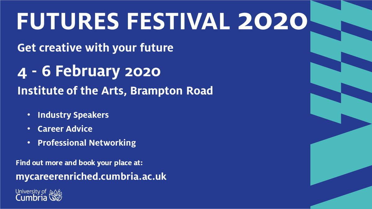 The Futures Fest 2020 programme has been updated - check it out here: cumbria.ac.uk/about/events/u… keep checking back for updates too! 
#UoCFutures 

<a href="/CumbriaUni/">University of Cumbria</a> @DigiArt_UoCIA @UoCIA_MT <a href="/CumbriaEnglish/">Cumbria Uni English</a> <a href="/PerformCumbria/">Performing Arts Cumbria</a> <a href="/uocwildlife/">UoC Wildlife Media</a> <a href="/VallumGallery/">The Vallum Gallery</a> <a href="/photography_UoC/">UoC Photography</a> <a href="/ArtsCumbria/">CumbriaArtsInstitute</a>