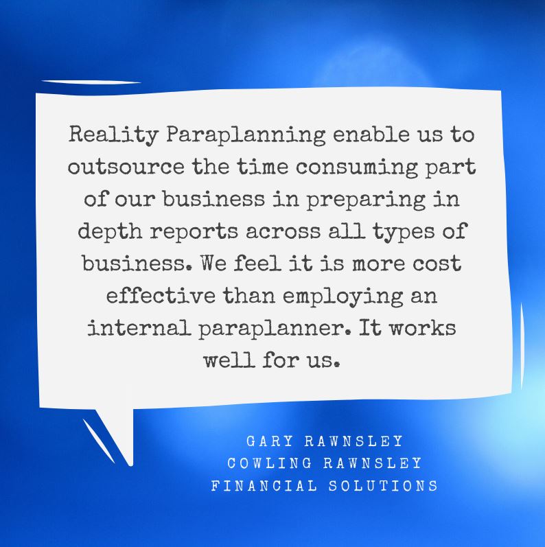 Are you in touch with Reality? Kind words here from a firm that is...…………….. #paraplanning