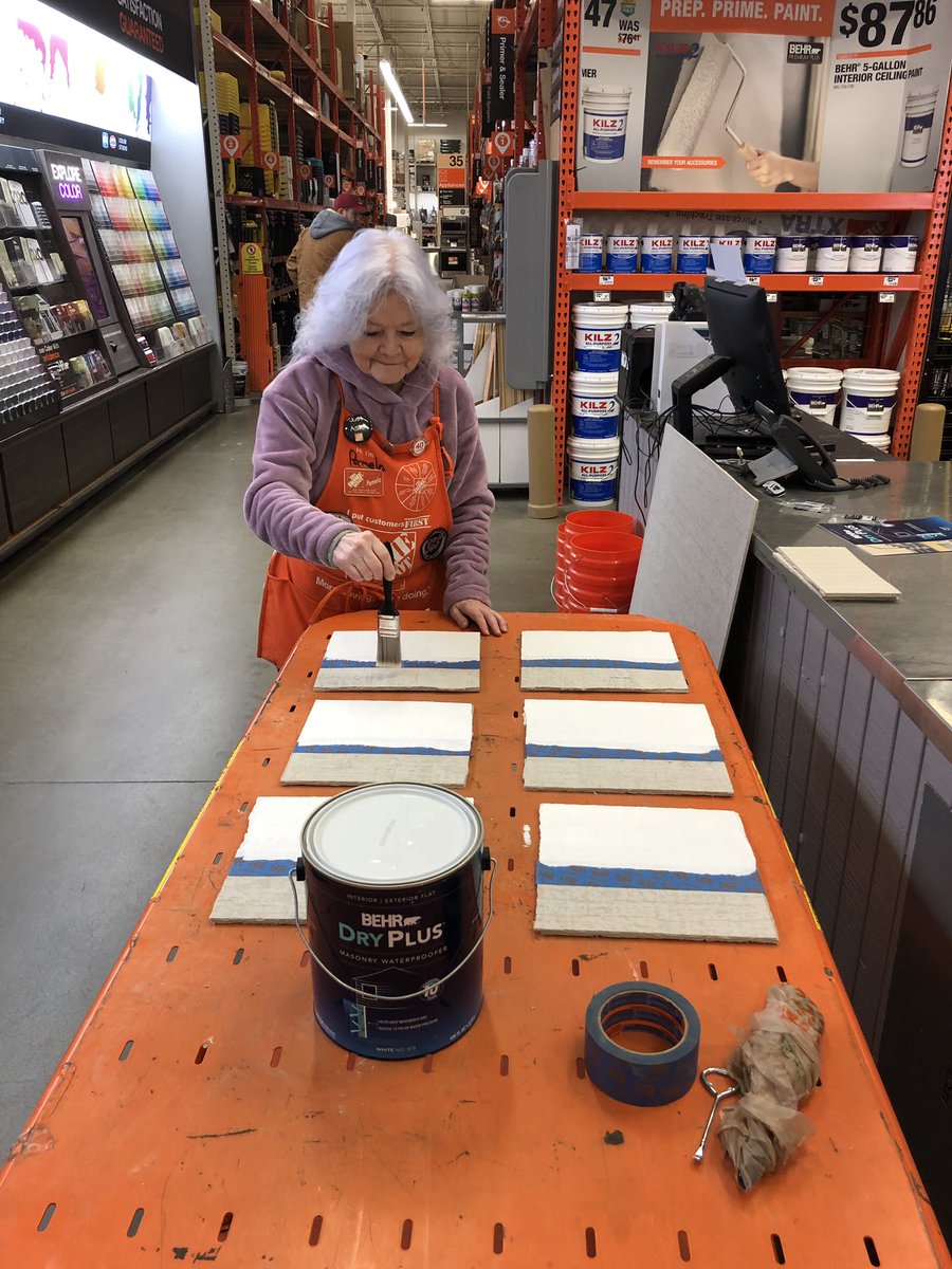 Brushing out the #BEHR #DryPlus to show associates how easy it is to apply. It’s also mold and mildew resistant and resists up to 12 PSI!