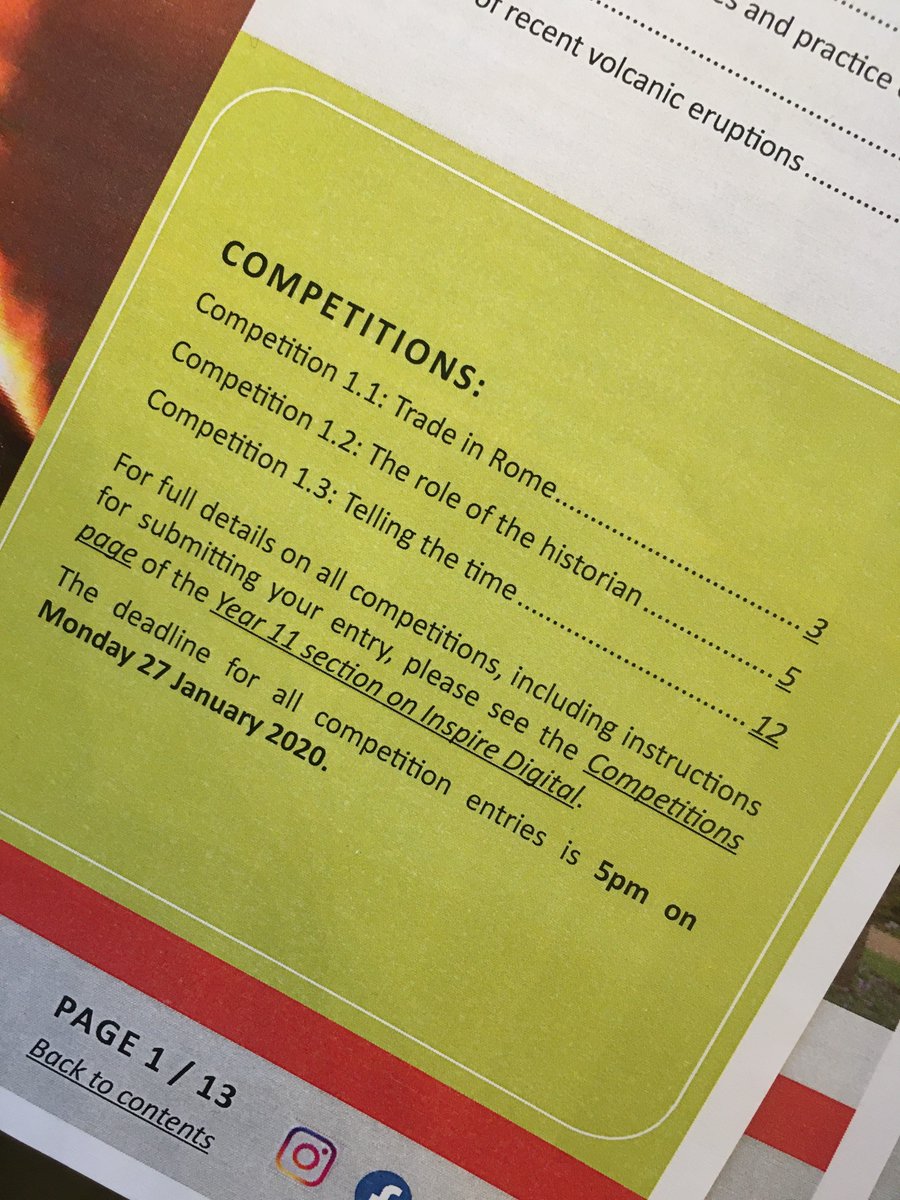 A list of competitions on the Year 11 Inspire Programme