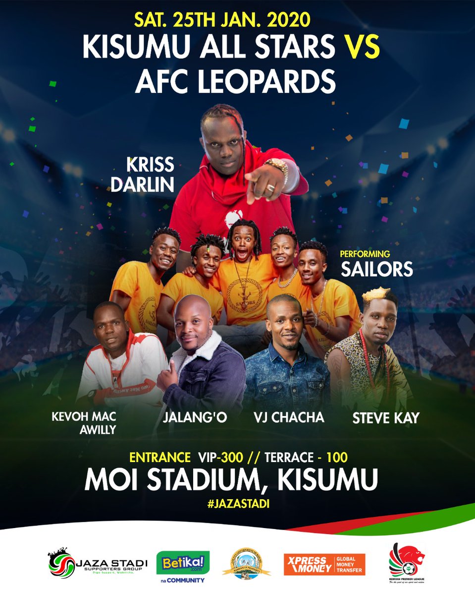 KPL matchdays being taken to a whole new level with our <a href="/jaza_stadi/">Jaza Stadi</a> experience! Entertainment starts at 11am with the match kicking off at 3pm! Come early and let's have a great time courtesy of our partners <a href="/Xpress_Money/">Xpress Money</a> and <a href="/betikaKe/">Betika</a> #JazaStadi