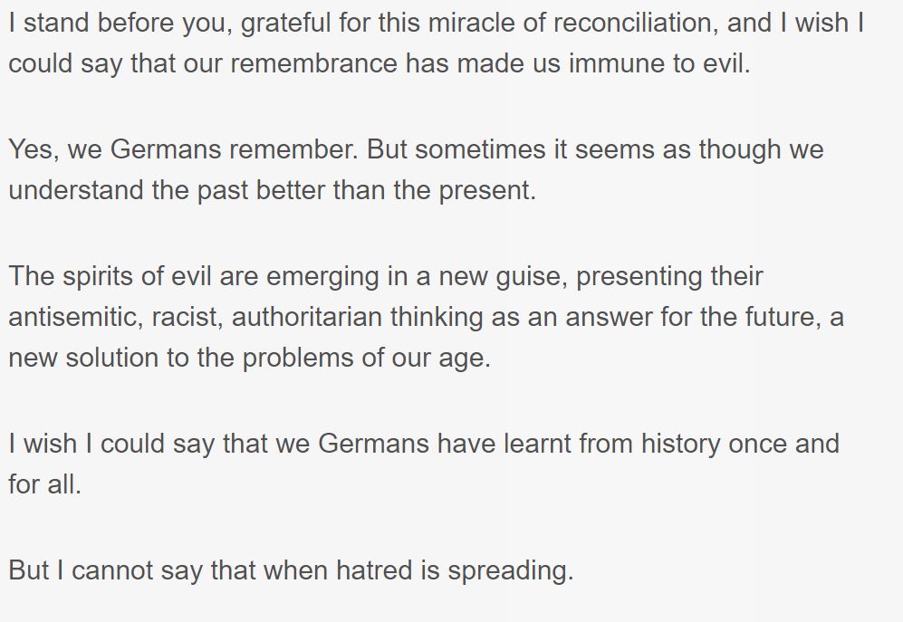 Strong words from German President Frank-Walter Steinmeier at Yad Vashem today: