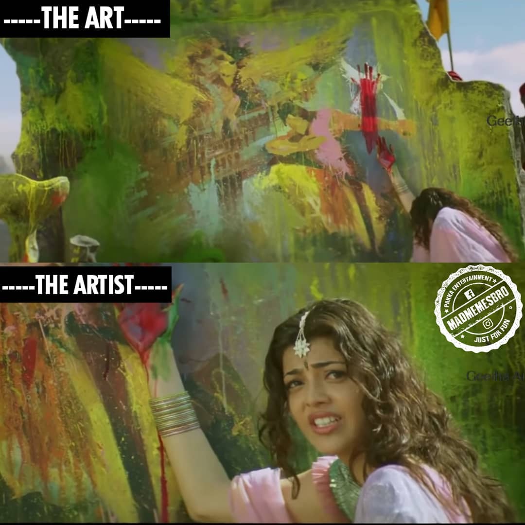 The #Trending Meme #TheArtVsTheArtist #ArtandArtist.
@MsKajalAggarwal Drawing her Art In Her Epic #Magadheera Movie, Portrating The Role of #MithraVendha For Showing Her Love Towards her #Bhairava #Ramcharan .
#KajalAgarwal #KajalAggarwal #Kajalism #Art #Artist