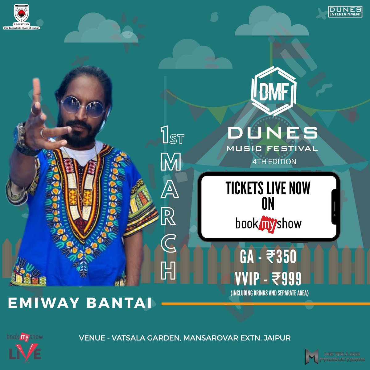 dmf_dunes's tweet photo. Baut Hard Baut Hard #Jaipur Machayenge!!

First time in #Rajasthan @emiway_bantai performing at Dunes Music Festival 

Early Birds Tickets Live Now On #BookMyShow - https://t.co/nakZnCkMWn https://t.co/oE4dxq1jeC