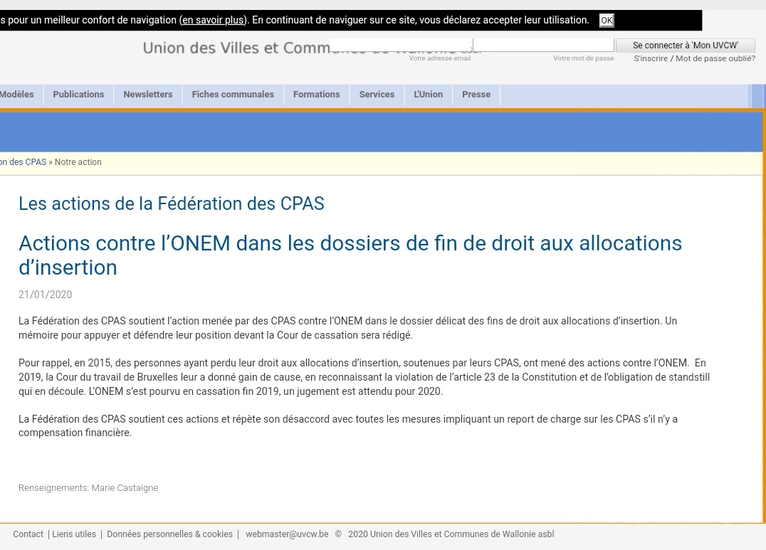 XpressBE's tweet photo. Fin de droit allocation d'insertion.
La Fédération des #CPASbe wallons soutient les CPAS qui vont défendre leur position en cassation.
L' #ONEM a en effet contesté l'arrêt de la Cour du Travail de Bruxelles et s'est pourvu en cassation.
https://t.co/vrthvWFzB3
#BeGov #DrDevChô https://t.co/NGhGHhdcGt