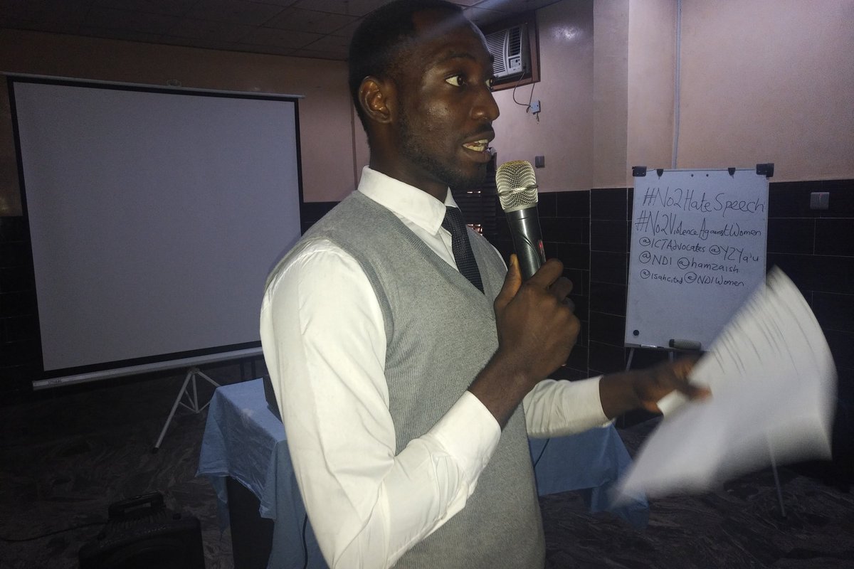 ICTAdvocates's tweet photo. Ongoing:
Students of Univ. of Nigeria Nsukka presenting their ideas on how they can sensitize their communities on #HateSpeech & #ViolenceAgainstWomen during a training organized for them by @ICTAdvocates with support from @NDI as part of the Countering #HateSpecch Project @YZYau https://t.co/cHs6Yi4uv3