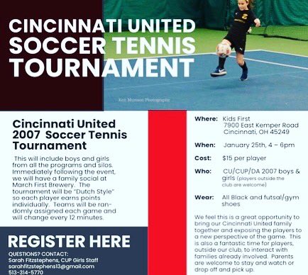 Cincinnati United Cup On Twitter Soccer Tennis Tournament There S Still Room So Sign Up Now If You Haven T Already Use This Link To Register Https T Co Fjgajiedhi Https T Co Djivwqllcp