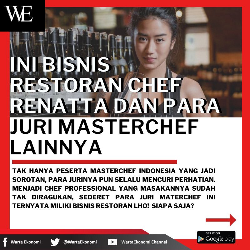 WartaEkonomi's tweet image. Ini dia bisnis kuliner para juri MasterChef Indonesia, apa saja yang pernah kamu coba?

 #ChefRenata #ChefArnold @ArnoldPoernomo