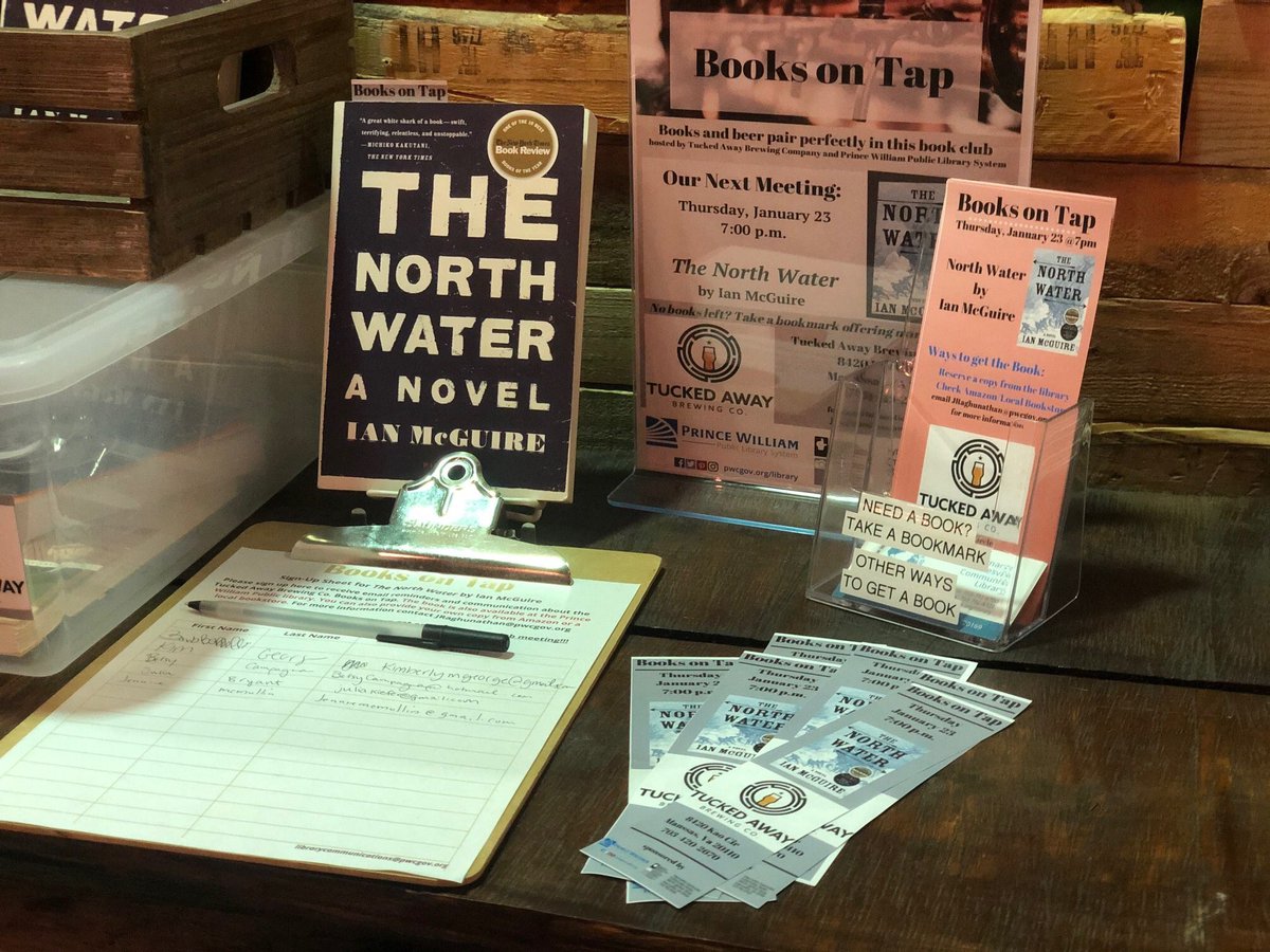 TuckedAwayBrew's tweet photo. Enjoy a relaxing night of books and beers! ๐ป๐๐
Tonight at 7 we will be having Books on Tap hosted by Prince William County Library! The featured book of the month is The North Water by Ian McGuire. #tuckedawaybrewingcompany #booksontap #drinklocal #princewilliamcounty https://t.co/w9rL41UINZ