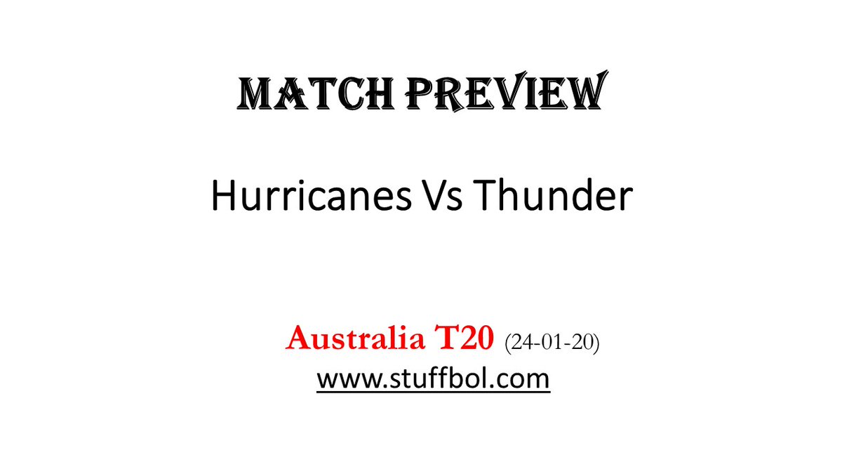 StuffBol's tweet photo. Click the link here --> https://t.co/ZBee9wRXCb <--
For Match Preview of Hobart Hurricanes Vs Sydney Thunder
#BBL09 #BBL #HurricanesVThunder #HHvST #HHvsST #STvHH #STvsHH #ThunderVHurricanes #TasmaniasTeam #ThunderNation https://t.co/O0D4uTcfRc