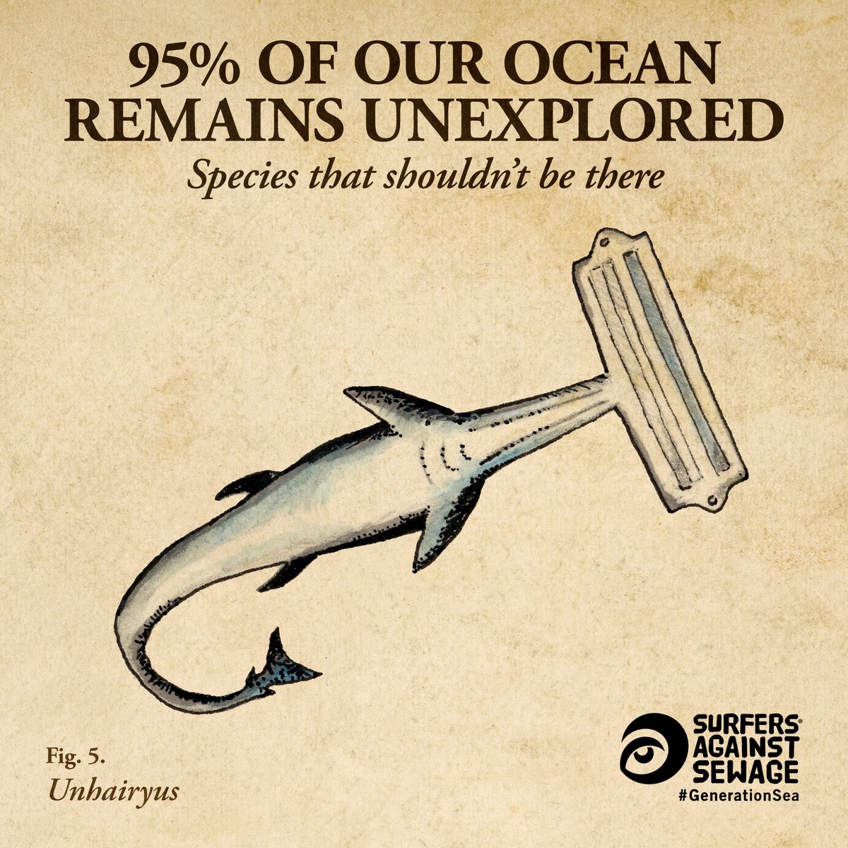 a razor depicted as an ocean species - like a hammerhead shark with a razor for a head