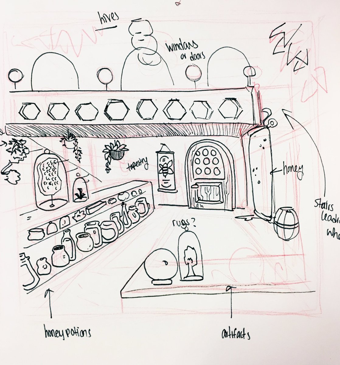 Before committing to a BG digitally, I've been inking fast, messy layouts of what they could look like and this may be the first year I use an entire sketchbook.
They're not perfect, but they get the point across quick and get my eyes off of the screen for a bit 🖊