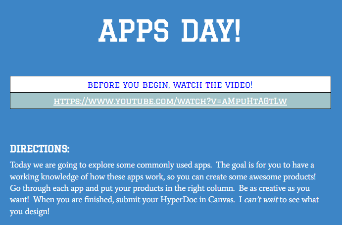 MsPriesterEDU's tweet photo. Just put the finishing touches on this activity for Ts to use next week with new classes! Use #AppsDay for Ss 2 learn about the tech tools u will utilize in class & get to know them at the same time! Thanks @PHausEDU & @MrPStrunk for the idea at #VSTE19 https://t.co/RqhWEhtvjw https://t.co/dXThXpVRvU