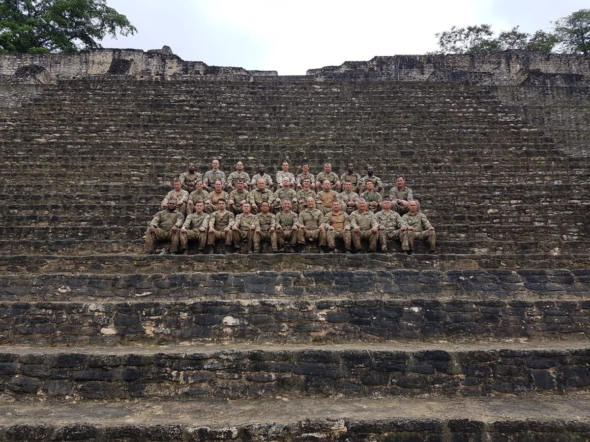 BATSUB staff taking time out from their jungle exercise to visit the Caracol Mayan Ruins.