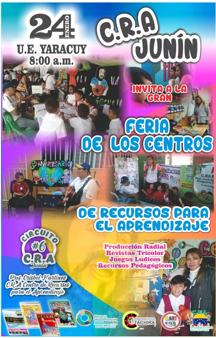 El CEI Dr Leonardo Ruiz Pineda los invita a la Feria de los Centros de recursos para el aprendizaje el dia 24-01-2020 en la U.E Yaracuy a partir de las 8:00 am ¡Te Esperamos!