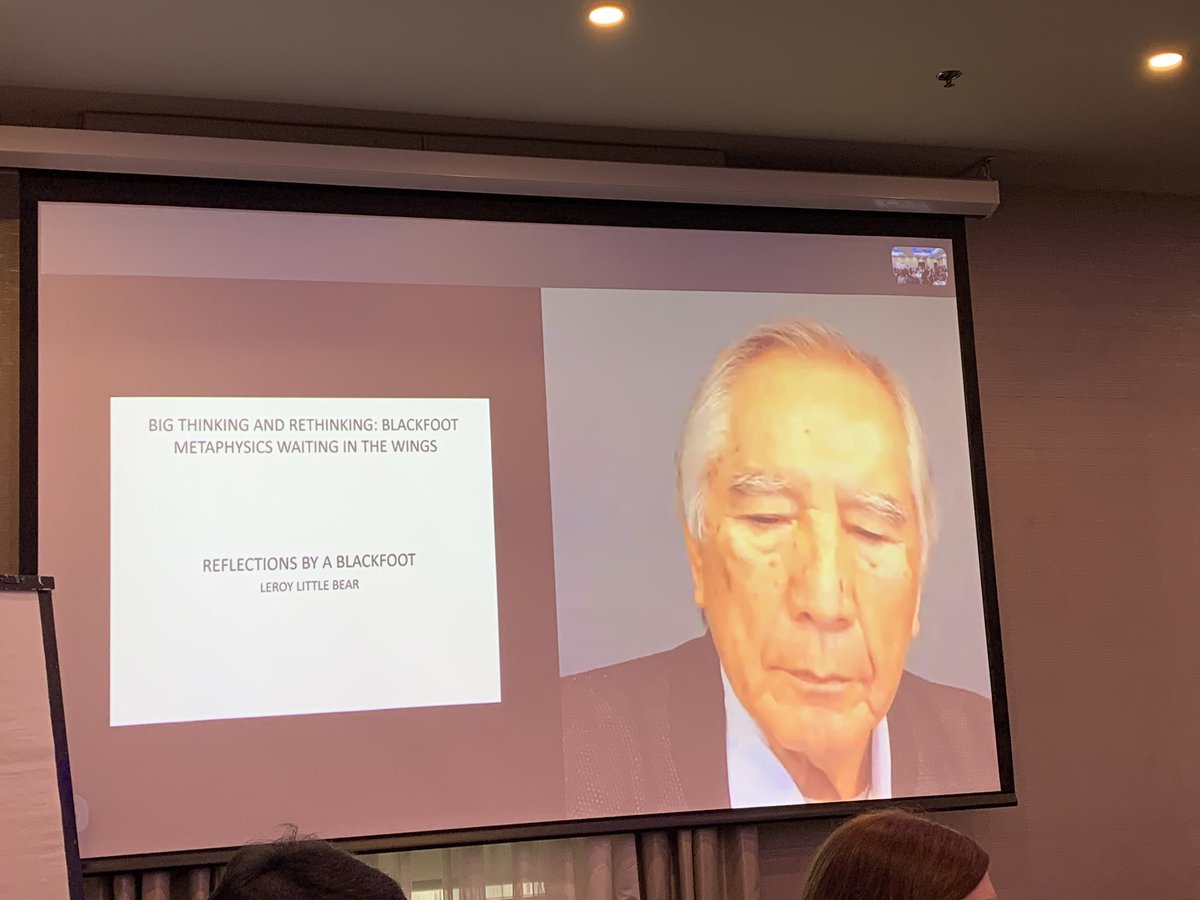 NehiyawSpirit's tweet image. Keynote address - Dr. Leroy Little Bear  on Blackfoot Metaphysics
“Windows we look through to explain . . . is metaphysics”
“Everything has spirit . . .”
#mindstretch
#flux
#place
#elderscholar
@vsblearns @VSB39 @VSB39Indigenous 
@SAHoffman @JodyLanglois