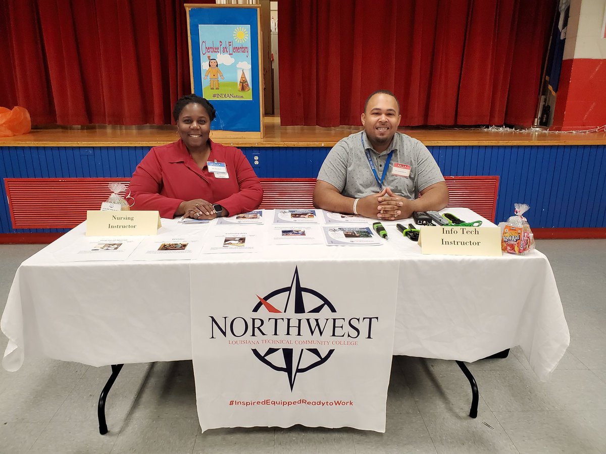 alena_nltcc's tweet photo. Information Technology instructor, Craton Roberson and myself are representing @gonltcc at Cherokee Park Elementary for Career Day. We get to talk to students about the career options at Northwest LTCC. https://t.co/Kfi4vB7sm7