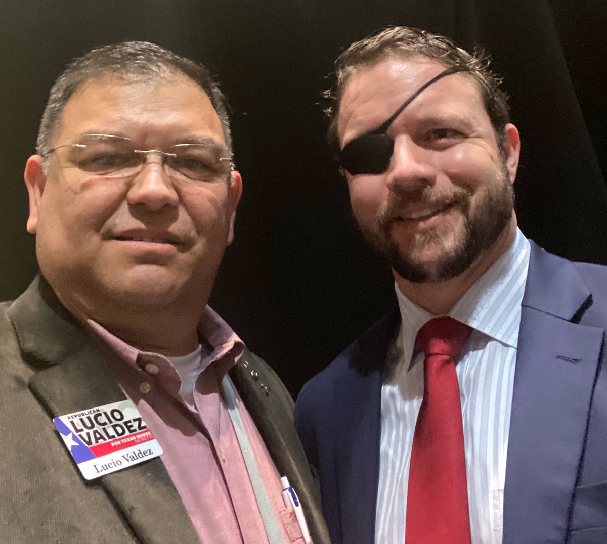 huttogop's tweet photo. Great photo of two #veterans that are continuing their service! US Representative @DanCrenshawTX &amp; Texas House of Representative candidate #LucioValdezforHD52 at the @TPPF Policy Orientation 2020 @TexasGOP #KeepTexasRed https://t.co/pFRDIs70X4