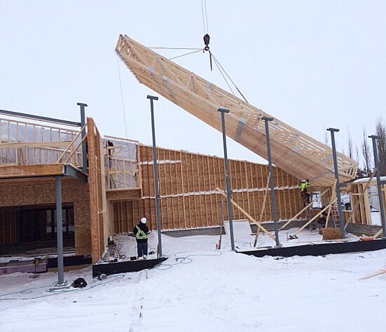 QuorexConst's tweet photo. Big moves being made at our Ebenezer Baptist Church Expansion. Work in progress; craning in the trusses.
#woodframing #woodframeconstruction #constructionmanagement #saskatoon #yxecontractor #institutional #saskconstruction #ibuildsaskatchewan #woodtrusses #raisetheroof https://t.co/svoRizt4Vo