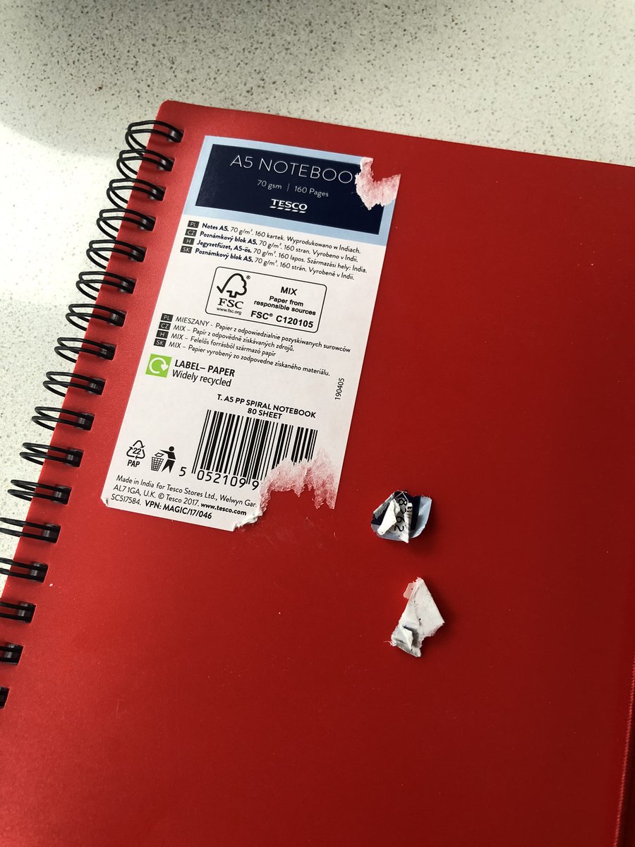 Tesco Oh No Kim I M Really Sorry About This The Sticker Should Be Easier To Peel Off Although I Don T Think It S Ruined The Notebook Though If You Apply A