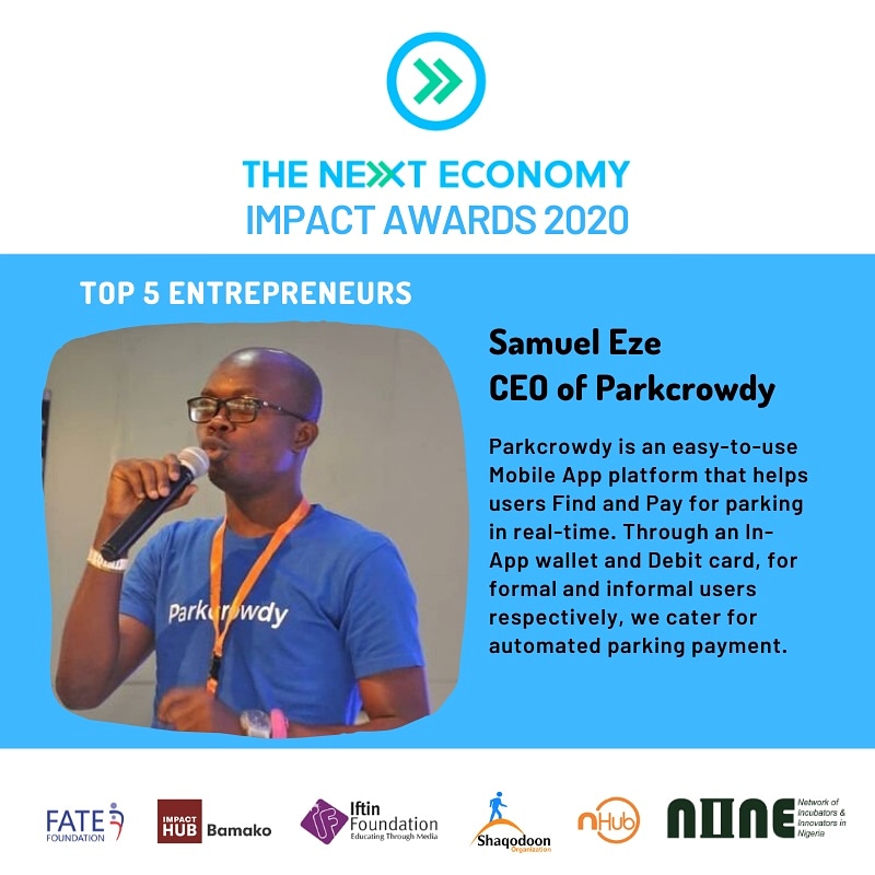 Among the top 5 finalists for the TNE Impact Awards is Parkcrowdy <a href="/parkcrowdy/">Parkcrowdy</a> and he stands a chance to win €5000 for his business.
.
.
Parkcrowdy is an easy-to-use mobile app platform that helps users Find &amp; Pay for parking in real-time.