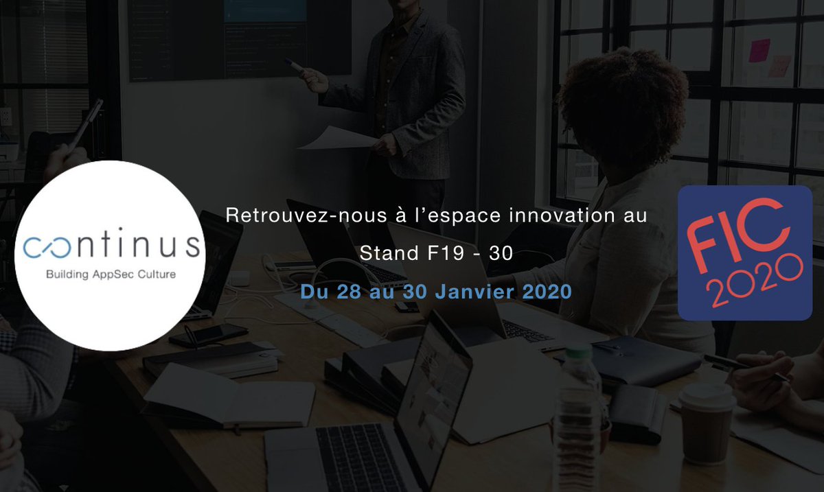 #FIC2020
Venez découvrir continus.io, la première solution #AppSec conçue pour rassembler, dans une seule plateforme, tout ce qu’il faut à vos équipes pour produire des applications qui résistent aux cyberattaques ! #continus 
Retrouvez-vous à l'espace Innovation