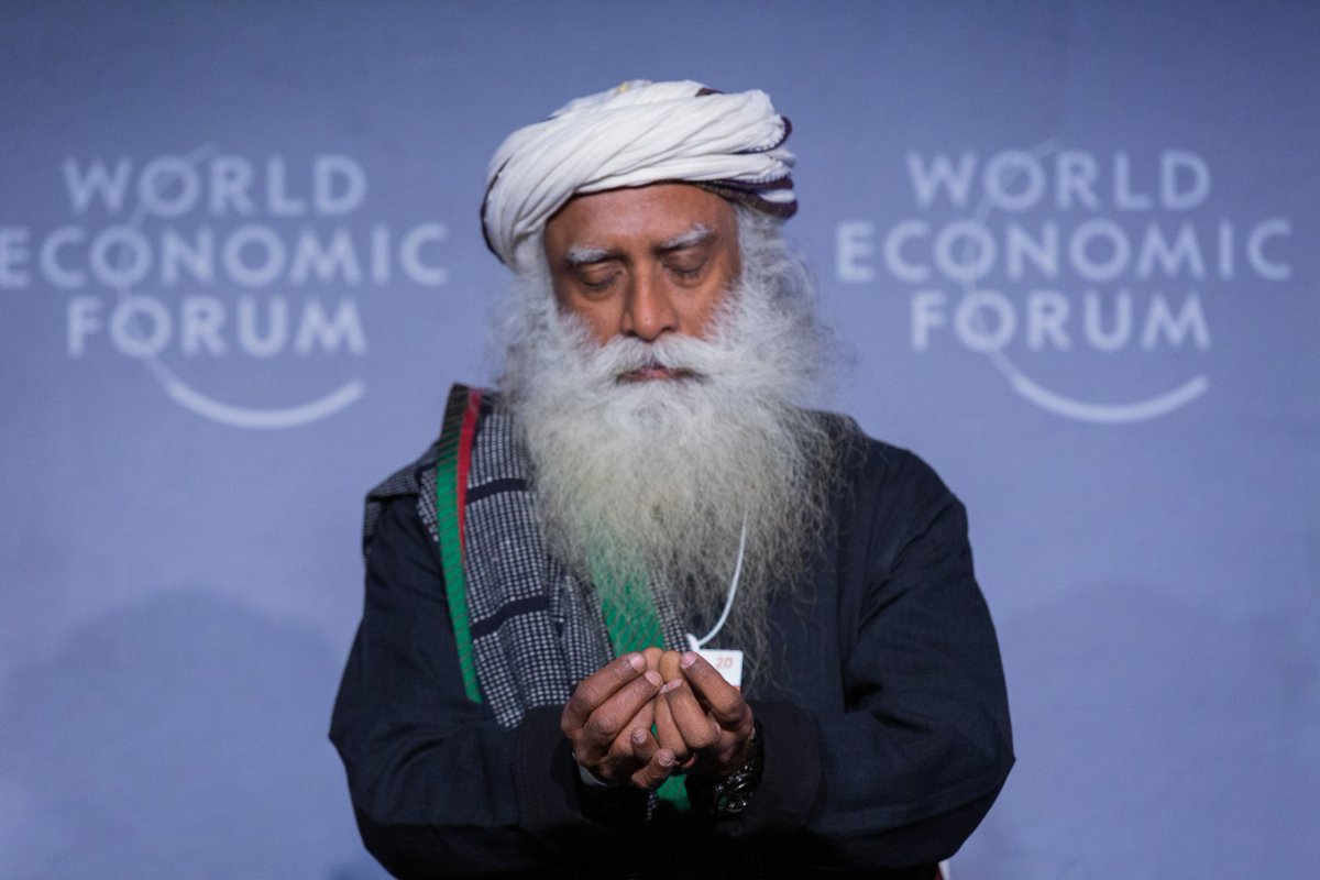 SadhguruJV's tweet photo. This world has witnessed many epidemics. Let’s create a new one – an Epidemic of #Meditation. Cultivating the quality of meditativeness will bring clarity of vision &amp; unleash the limitless human potential. -Sg #WEF2020 @wef @Davos https://t.co/N814xDi8ls