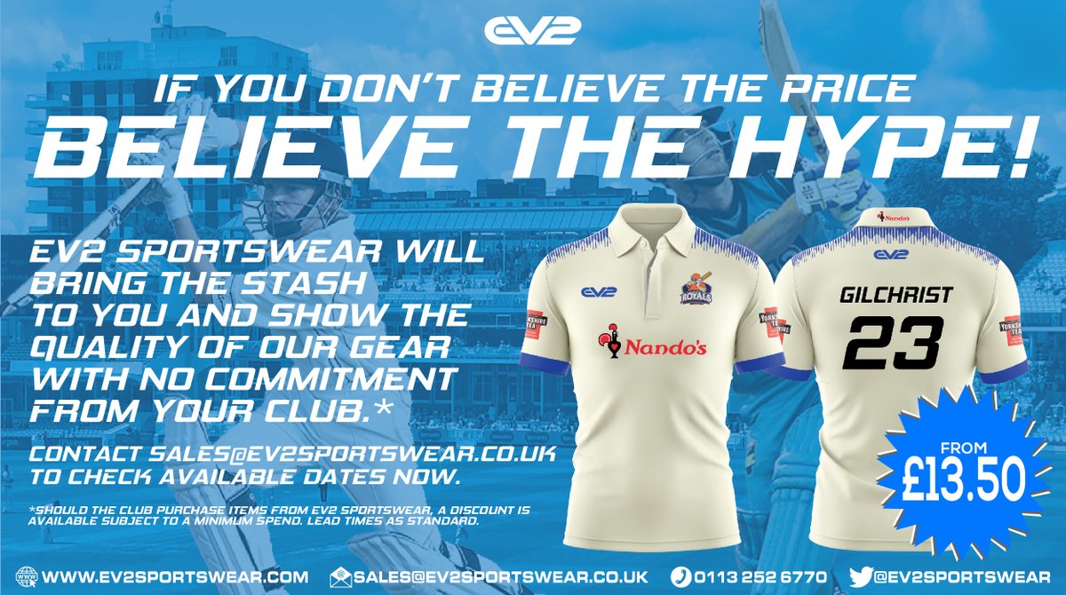 FourexGroup's tweet photo. Don't believe the price, believe the hype!
Fully bespoke cricket playing shirts starting from £13.50.
Contact us now to organise your fitting session.
#cricket #stash #kitnight #teamwear https://t.co/YesaDvnKhT