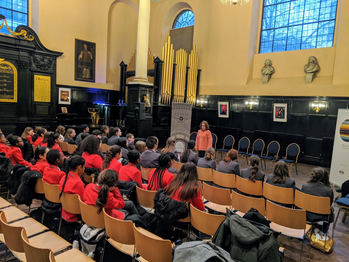 Some of our choir are at @v8_foundation @VOCES8centre along with students from @StPaulsWayTrust for a workshop this afternoon before concert this evening with @VOCES8 & @TheApollo5