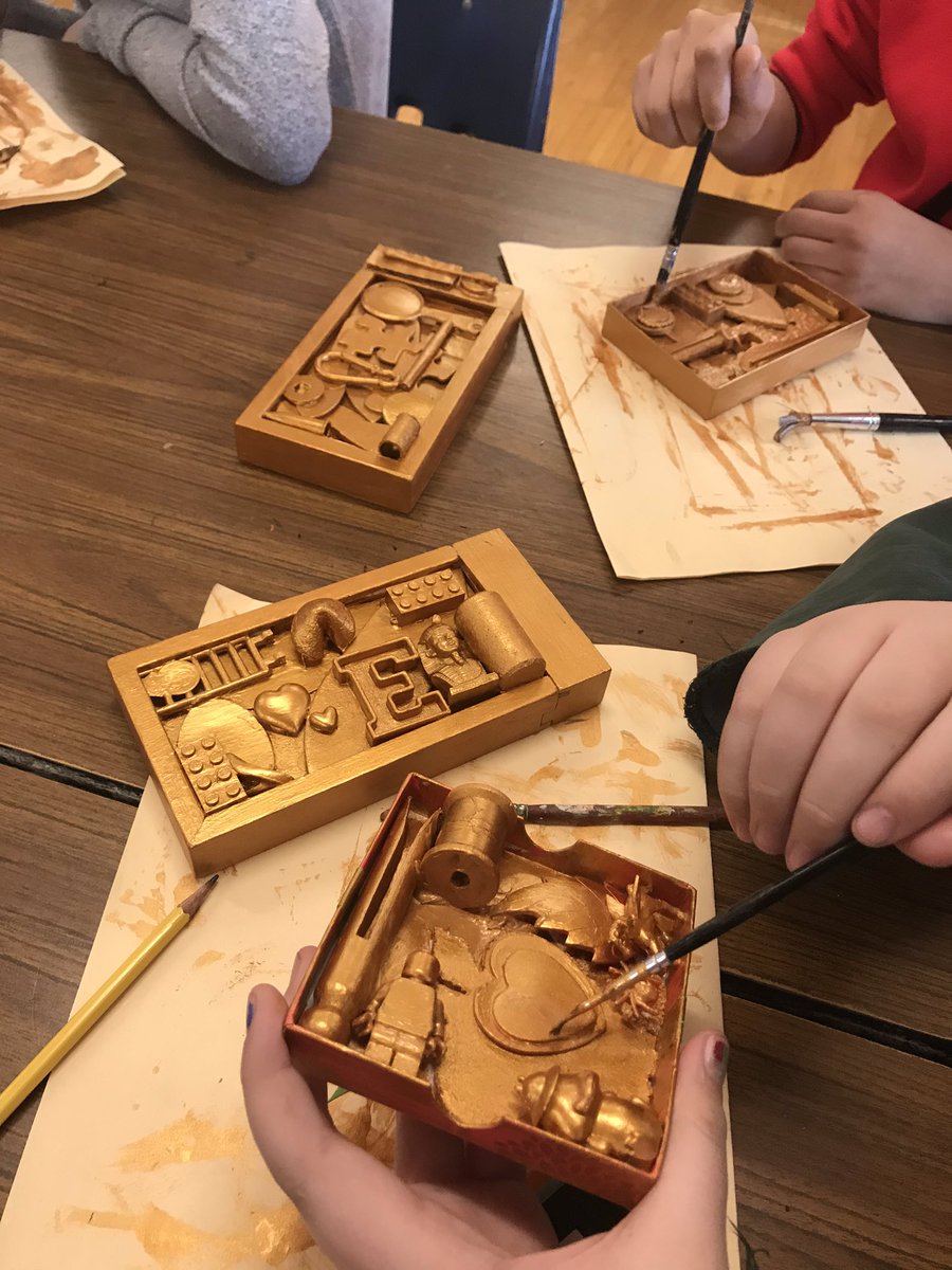 NorupArt's tweet photo. Louise Nevelson inspired assemblages. These are a student favorite! They love the metallic colors.
#berkleydifference https://t.co/dMrDPV47YX