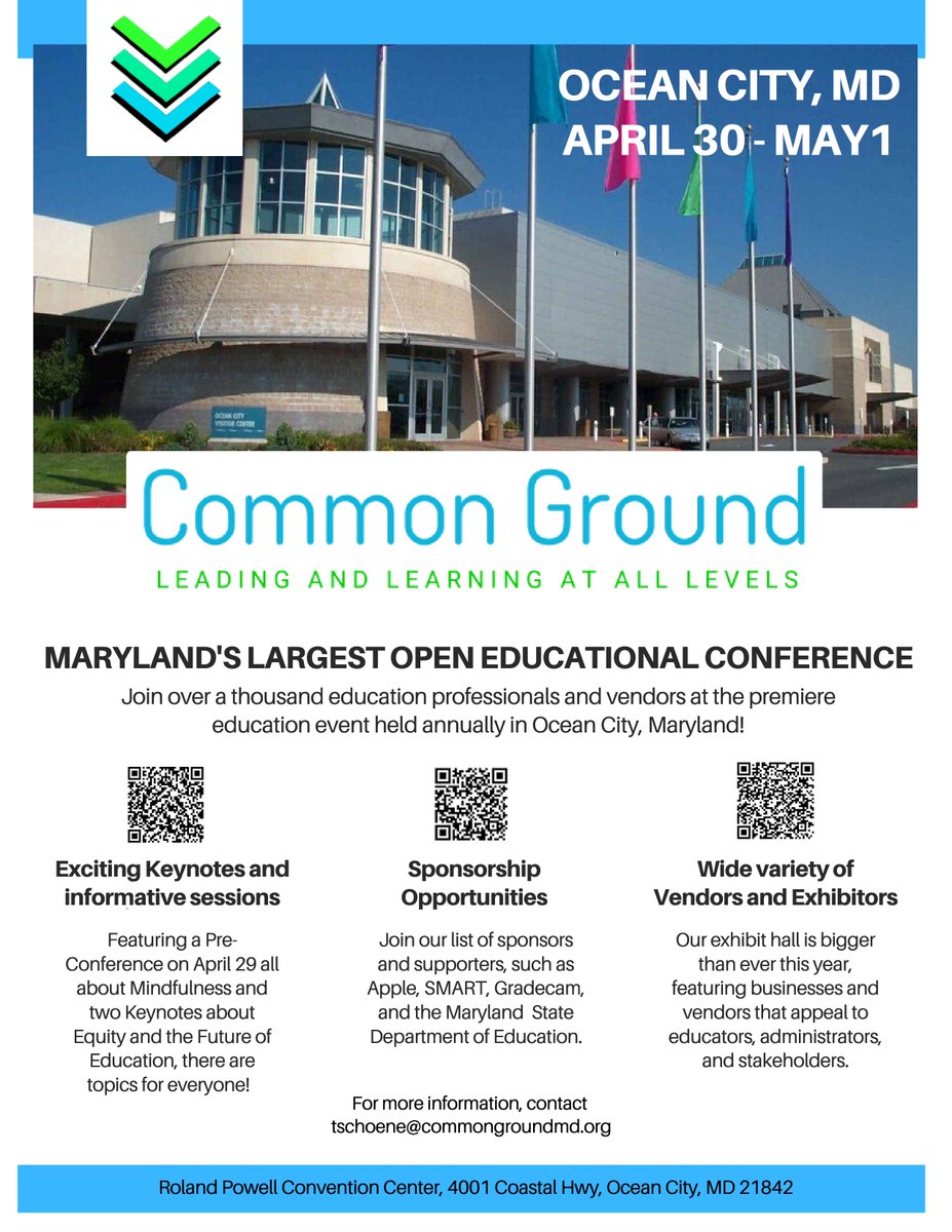 Join us this April 30-May 1 (with a Pre-Conference on April 29) for Common Ground in Ocean City Maryland! #cgmd20 #ThursdayMotivation