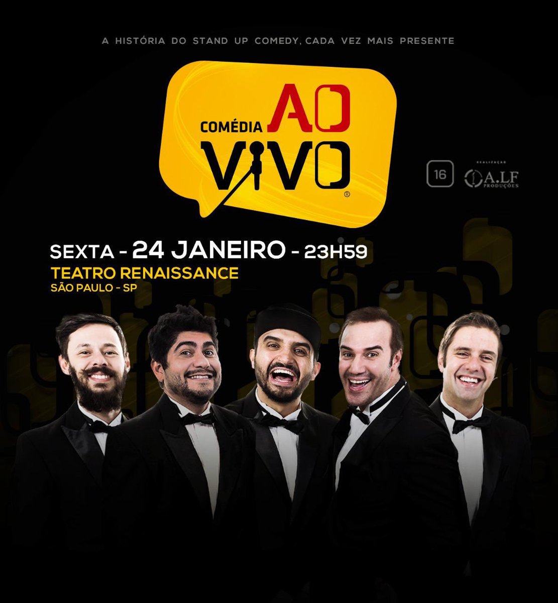 SP, olha só o elenco que te espera amanhã às 23h59 no <a href="/RenaissanceSP/">Renaissance Streaming Party</a> 
<a href="/nandoviana/">Nando Viana</a> <a href="/LFranca/">Luiz França</a> <a href="/othiagoventura/">Thiago Ventura</a> <a href="/DiogoPortugal/">Diogo Portugal</a> e <a href="/fabiorabin/">Fabio Rabin 🎤🎭😎🤙🏄</a> 
Imperdível. Últimos ingressos <a href="/ingressorapido/">Ingresso Rápido</a> ou compre no local.
Info 3069-2286
#comediaaovivo