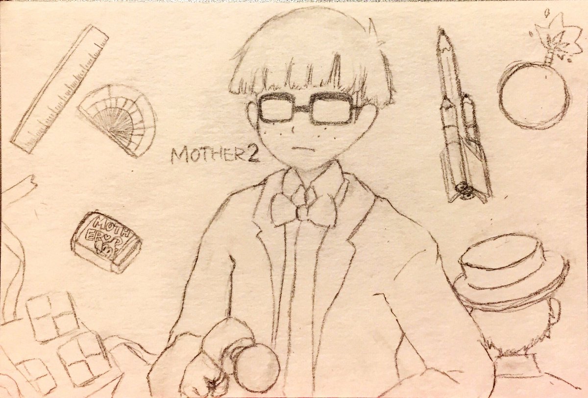 線画終わり!
なかなか難しかった…。
MOTHERシリーズの中でたぶん一番好きなキャラ…。
明日色ぬりする。 