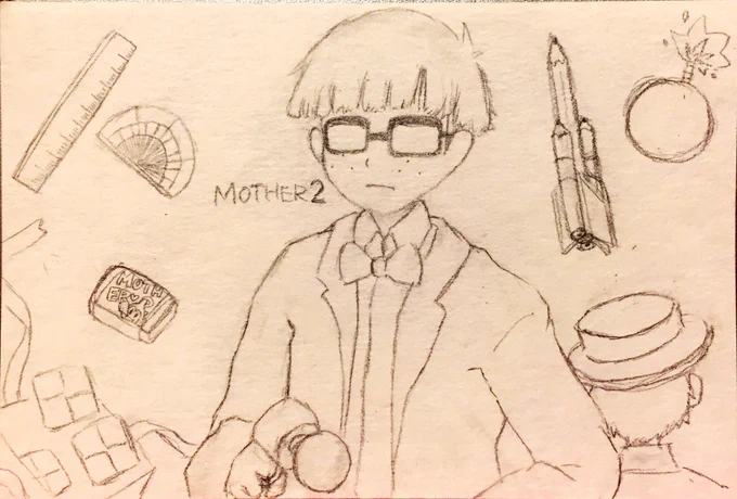 線画終わり!
なかなか難しかった…。
MOTHERシリーズの中でたぶん一番好きなキャラ…。
明日色ぬりする。 
