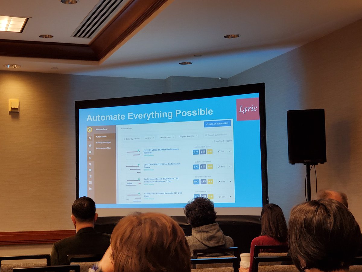tessnetwork's tweet photo. "Automate Everything Possible": Michael Musick of @LyricOpera believes automation cuts down on friction internally and gives patrons a better experience. #intix2020 https://t.co/JUTqV5jb5b