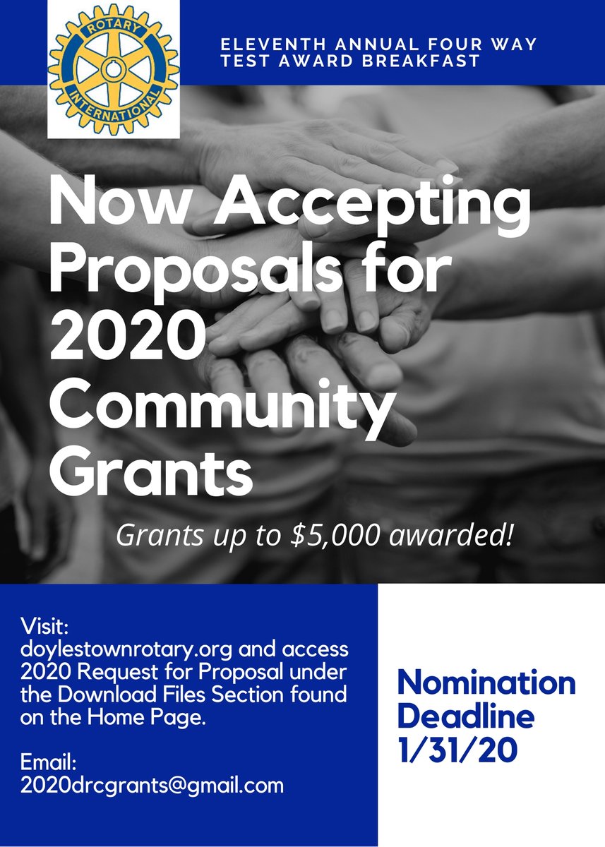 Do you have a non-profit that serves Doylestown or Bucks County and could benefit from a grant? Each year we award grants up to $5k! Hurry, applications due by 1/31! For more information call 215.740.8480 or email 2020drcgrants@gmail.com!