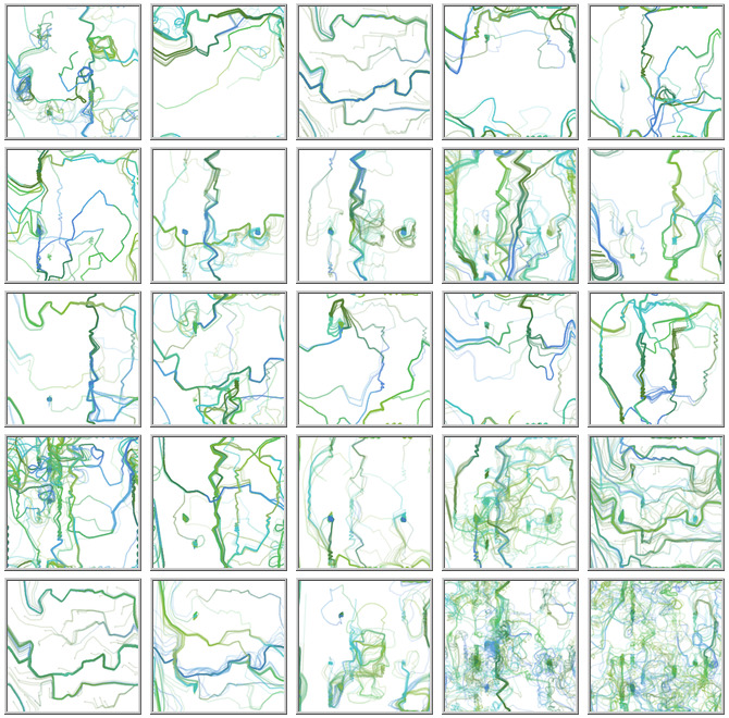 ArjanBytez's tweet image. 5x5 montage
#generative #flowfields