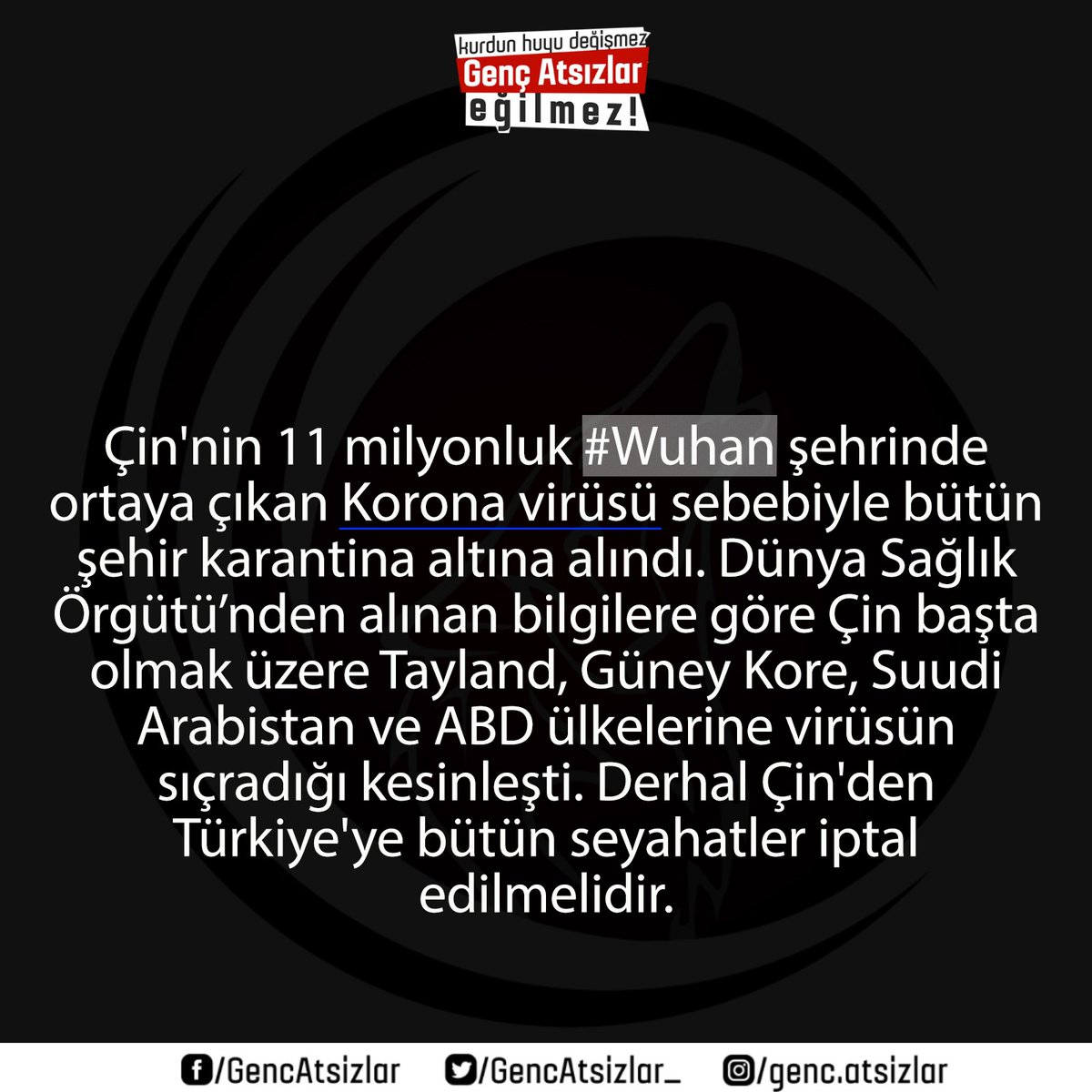 Derhal Çin'den Türkiye'ye bütün seyahatler iptal edilmelidir. #coronovirus