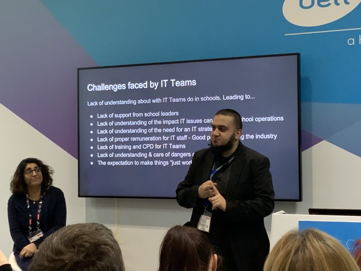 Facial expressions from ⁦<a href="/abid_patel/">Abid Patel</a>⁩ and ⁦<a href="/neelamaparmar1/">Neelam Parmar</a>⁩ classic as⁩ Abid describes some of the historic tensions between IT staff and teaching staff.