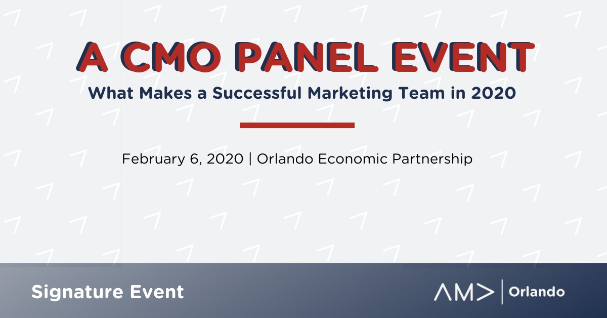 Join us for our 3rd annual CMO panel event as we discuss what makes successful marketing teams in 2020. #AMAOrlando #Marketing #AdXOrlando

Grab your tickets today - this event will sell out!

ow.ly/lUY050y3a95