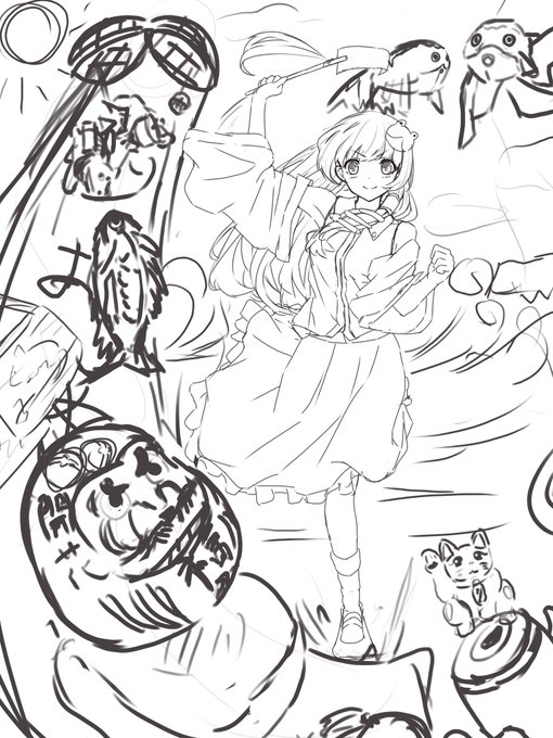 #落書き
東風谷早苗さんの絵を描こうとしてますが...
今日線画にすらならなかった
ラフですみません

次はこれの続きかな〜 