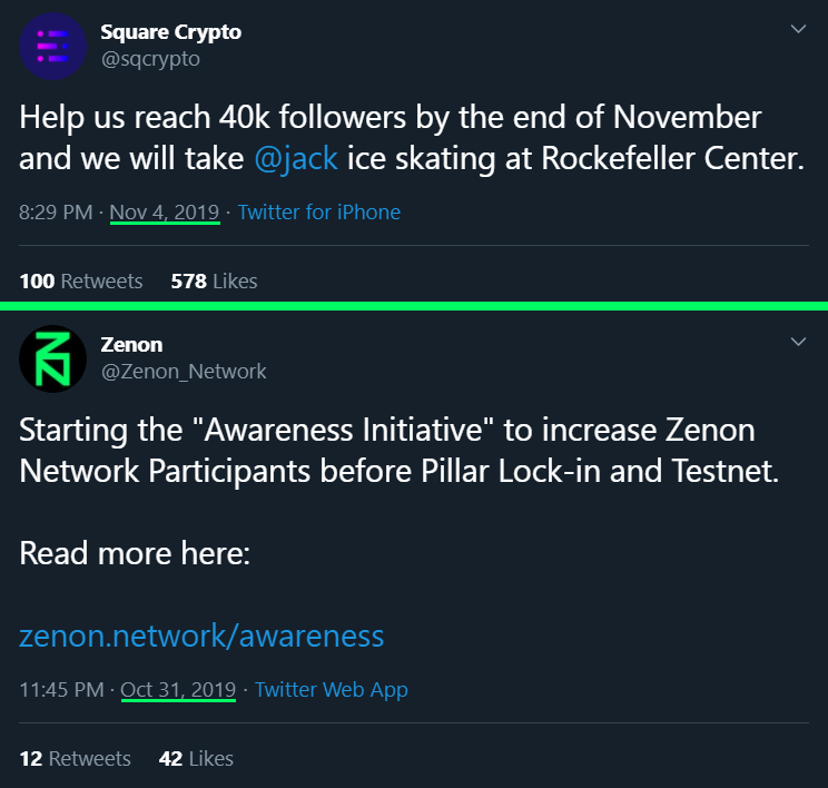 10. while  @Zenon_Network was running an awareness campaign,  @sqcrypto came up with a campaign of their own.  $znn