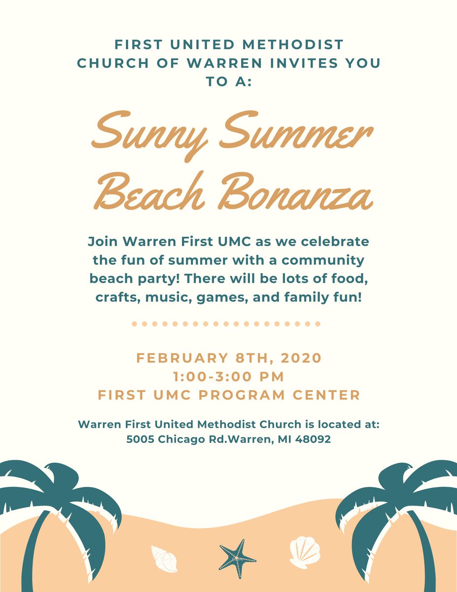 FirstWarren's tweet photo. We are having a Beach Party! Check out our flyer for more information! https://t.co/aKGtQnKQd8