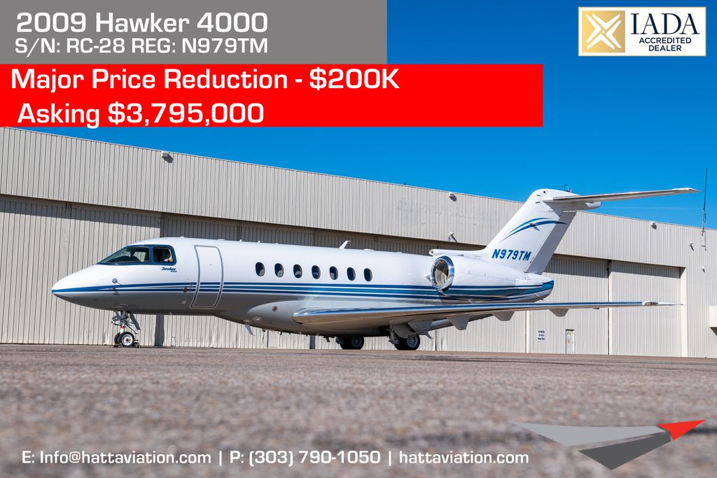 #aircraftforsale #majorpricereduction @Beechcraft #hawker4000 #bizjet #bizav