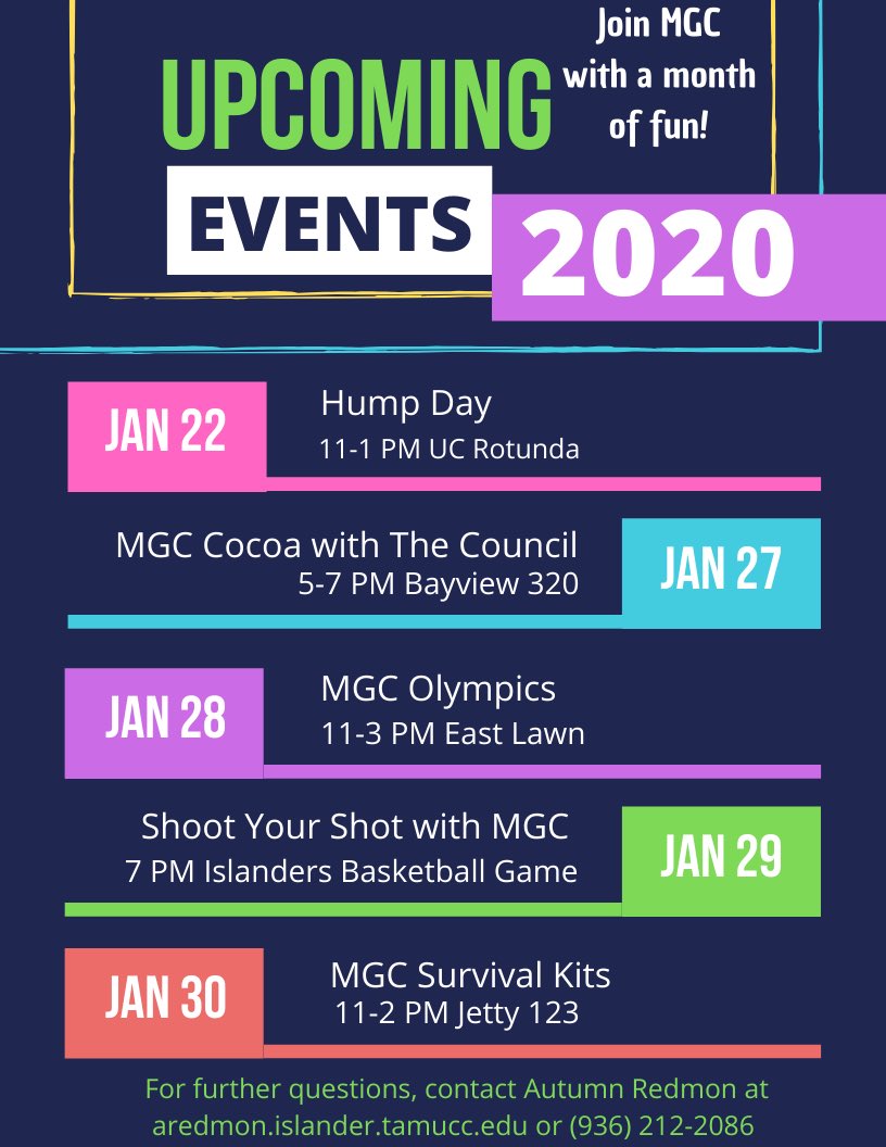 Upcoming MGC Events!! Come by and joins us!!!