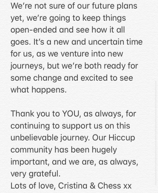 A new era for us at Hiccup HQ, as we pause our work with THP, and venture into exploring our own avenues and adventures, after 5 glorious years. Thanks to you all for supporting our journey ✨