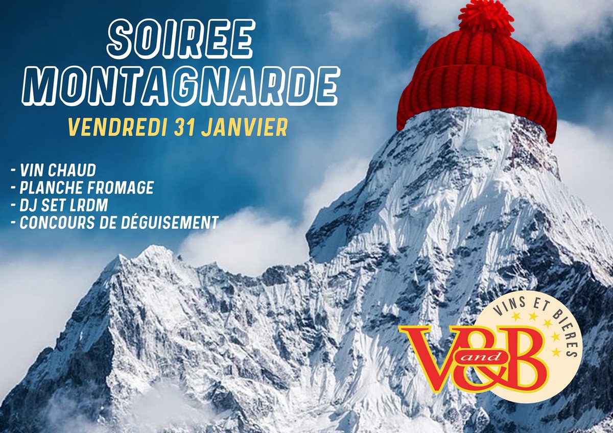 Sortiraniort's tweet photo. Vin chaud, planche fromage, Dj Set avec @LRDM_ , concours de déguisements... Ambiance hivernale dans votre V and B #Niort ce vendredi 31 janvier !
Plus d'infos ici ➡ https://t.co/bOsq6gcEza https://t.co/hP9bqBgYWU
