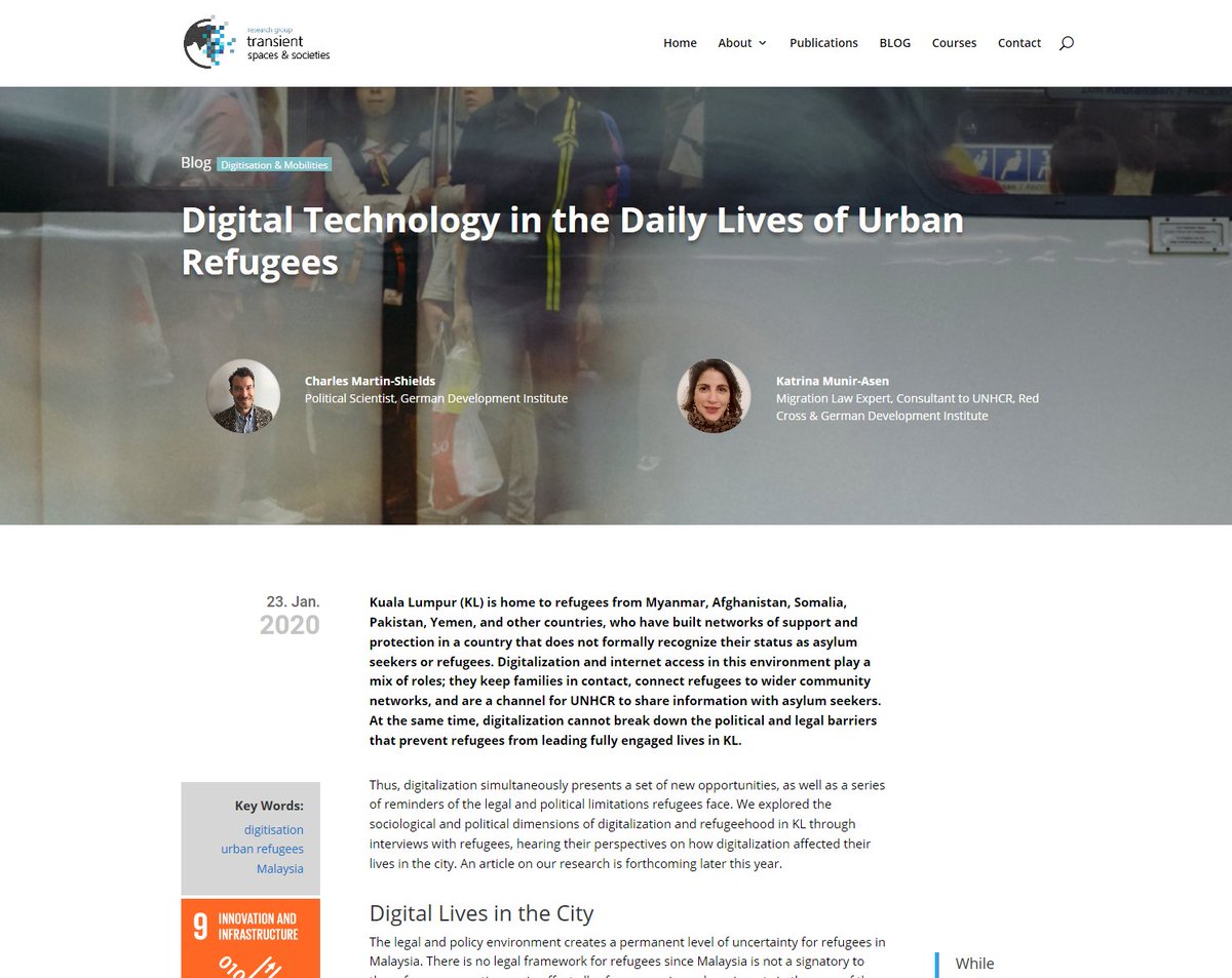 SpacesSocieties's tweet photo. How are digital technologies influencing daily lives of #UrbanRefugees in Kuala Lumpur, #Malaysia?
A very interesting & nuanced contribution to t/ #TransientSpacesBlog by @cmartinshields and Katrina Munir-Asen from @DIE_GDI
https://t.co/j8BUvsrZeN
#mobilities #digitalization https://t.co/5zslCOqYYa